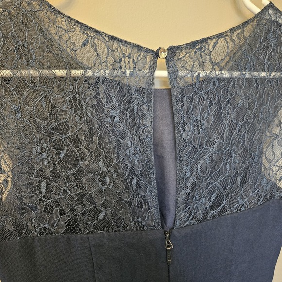 Azazie Navy Blue Bridesmaid Mother Of The Bride Short Dress Lace Size A2(S-M)‎ - Picture 6 of 11